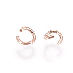 Rose Gold Ion Plating(IP) 304 Stainless Steel Open Jump Rings, Rose Gold, 22 Gauge, 3.5x0.6mm, Hole: 2mm