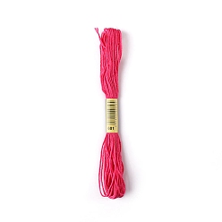 Deep Pink Polyester Embroidery Threads for Cross Stitch, Embroidery Floss, Deep Pink, 0.15mm, about 8.75 Yards(8m)/Skein