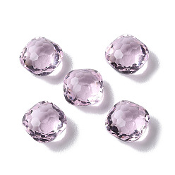 Pearl Pink Transparent Glass Rhinestone Cabochons, Faceted, Pointed Back, Square, Pearl Pink, 8x8x5mm