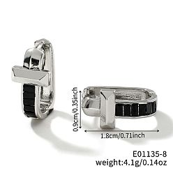 Черный Геометрические серьги-кольца из латуни в форме буквы U для женщин, минималистичные и элегантные модные аксессуары, платина, чёрные, 18x9 мм