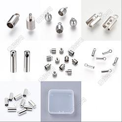 Нержавеющая Сталь Цвет 132шт. 7 варианты исполнения 304 и 201 обжимные концы из нержавеющей стали, загибаем концы шнура, цвет нержавеющей стали, 7~11x1.8~7 мм, отверстие : 1~3 мм, внутренний диаметр: 1~6 мм