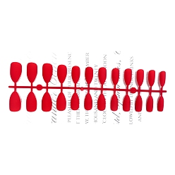 Red Solid Plastic Full Cover Press on False Nail Tips, Nail Art Detachable Manicure Teardrop, Red, 19~26x11.6~20mm, 24pcs/set