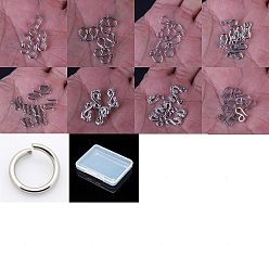 Antique Silver & Stainless Steel Color Alloy S-Hook Clasps, Connector Components with 304 Stainless Steel Open Jump Rings, Antique Silver & Stainless Steel Color, 12x9mm