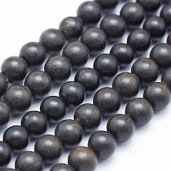 Wood Natural Ebony Wood Beads Strands, Round, Dyed, 8mm, Hole: 1mm, about 50pcs/strand, 15.7 inch(40cm)