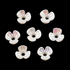 WhiteSmoke Acrylic Bead Caps, UV Plating, 3-Petal Flower, WhiteSmoke, 6.5x6.5x3mm, Hole: 1.2mm