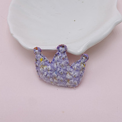 Средний Фиолетовый Кабошоны из хлопчатобумажной ткани, корона, средне фиолетовый, 32x40 мм