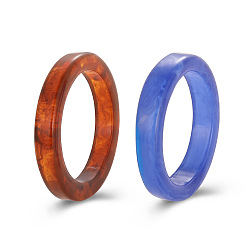 A06-08-060 Geometric Resin Tortoise Shell Rings Set for Summer Fashion - 2 Pieces