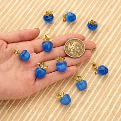 Blue 10Pcs Apple Gemstone Charm Pendant Crystal Quartz Healing Natural Stone Pendants Opal Buckle for Jewelry Necklace Earring Making Crafts, Blue, 20.5x14.8mm, Hole: 3mm