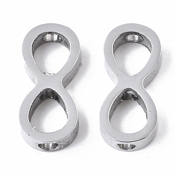 Stainless Steel Color 304 Stainless Steel Beads, Infinity, Stainless Steel Color, 14.5x7x3mm, Hole: 2mm