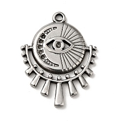 Stainless Steel Color 304 Stainless Steel Pendant Rhinestone Settings, Eye Charms, Stainless Steel Color, 25x19.5x2mm, Hole: 1.4mm, Fit for 0.6mm & 0.8mm Rhinestone