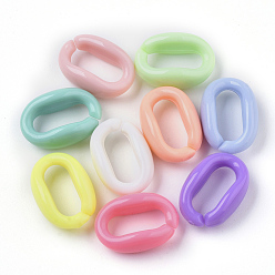 Mixed Color Acrylic Linking Rings, Quick Link Connectors, For Jewelry Cable Chains Making, Oval, Mixed Color, 16x11x6.5mm, Inner Diameter: 11x5mm, about 1136pcs/500g