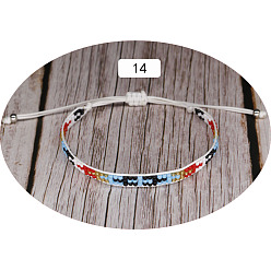 14 Плетеный браслет ручной работы из разноцветных японских рисовых бусин - креатив, , ручной работы.