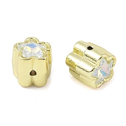 Clear AB Alloy Beads, with Rhinestone, Flower, Golden, Clear AB, 10.5x10.5x12mm, Hole: 1.4mm