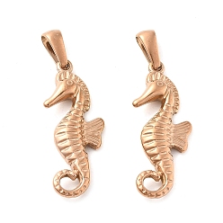 Розовое Золото Ионное покрытие (ip) 304 подвески из нержавеющей стали, морской конек, розовое золото , 29x12.5x4 мм, отверстие : 8x3.5 мм