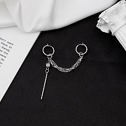 E2785-1/A without ear holes Stainless Steel Chain Tassel Earrings - Creative, Minimalist, Double-layered.