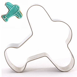 Stainless Steel Color 304 Stainless Steel Cookie Cutters, Cookies Moulds, DIY Biscuit Baking Tool, Airplane, Stainless Steel Color, 70x72x20mm