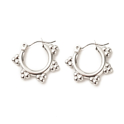 Stainless Steel Color 304 Stainless Steel Flower Hoop Earrings for Women, Stainless Steel Color, 19x21mm, Pin: 0.8mm