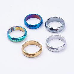 Mixed Color Electroplate Non-Magnetic Synthetic Hematite Rings, Faceted, Mixed Color, US Size 7(17.3mm)