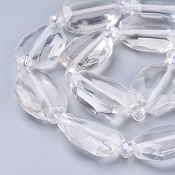 Quartz Crystal Natural Quartz Crystal Beads Strands, Rock Crystal, Faceted, Oval, 21~22.5x16~17x7mm, Hole: 1.5mm, about 14pcs/strand, 14.9 inch(37.9cm)