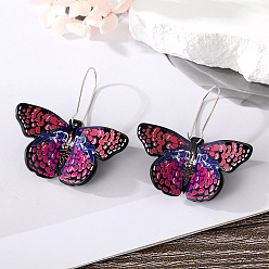 5# Pink Polka Dot Butterfly (AC9 Silver) Colorful Butterfly Earrings French Style Acrylic Insect Drop Dangle Creative Ear Jewelry
