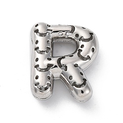 Letter R Латунные подвески, стойки покрытие, долговечный, без кадмия и без свинца, подвески с полыми буквами, Буква R, 23x19x7 мм, отверстие : 4.7x3 мм