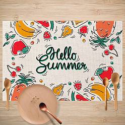 Fruit Summer Theme Linen Placemats, Oilproof Anti-fouling Hot Pads, for Cooking Baking, Fruit Pattern, 300x450mm
