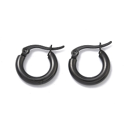 Черный 304 серьги из нержавеющей стали для женщин, ионное покрытие (ip), Кольцевая форма, чёрные, 16x18x3 мм