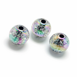 Colorful Crackle Style Acrylic Beads, AB Colour, Inside Color, Round, Colorful, 18mm, Hole: 4mm, about 150pcs/500g