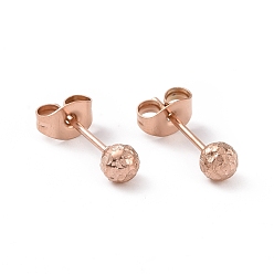 Rose Gold Ion Plating(IP) 304 Stainless Steel Ball Stud Earrings for Women, Rose Gold, 15x4mm, Pin: 0.9mm