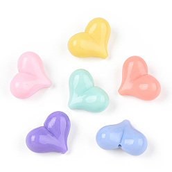 Mixed Color Opaque Acrylic Beads, Heart, Mixed Color, 18x23mm, about 240pcs/bag