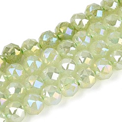 Желто-Зеленый Антикоррозийные гальванические стеклянные бусины, круглые, имитация нефрита, градиент цвета, граненые, желто-зеленый, 5.5~6 мм, отверстие : 1~1.2 мм, около 65~69 шт / нитка, 13.58~14.76'' (34.5~37.5 см)