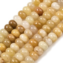 Old Yellow Jade Нити из натуральных старых желтых нефритовых бусин, гладкая рондель, 8~8.5x5~5.5 мм, отверстие : 0.8 мм, около 70 шт / нитка, 14.92''~15.08'' ((37.9~38.3 см)