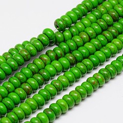 Lime Green Synthetic Turquoise Beads Strands, Dyed, Rondelle, Lime Green, 5x3mm, Hole: 1mm, about 140pcs/strand, 15.5 inch