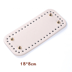 Misty Rose PU Leahter Knitting Crochet Bags Bottom, Rectangle with Word Handmade, Bag Shaper Base Replacement Accessaries, Misty Rose, 18x8cm, Hole: 5mm