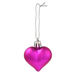 Camellia Valentine's Day Electroplate Plastic Heart Pendants Decorations, Nylon Rope Christmas Tree Hanging Ornaments, Camellia, 150mm, 12pcs/box
