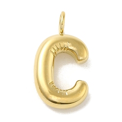 Letter C 304 Stainless Steel Pendants, Real 14K Gold Plated, Letter Charm, Letter C, 24x13x5mm, Hole: 4mm