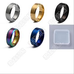 Mixed Color ARRICRAFT 15Pcs 5 Colors 201 Stainless Steel Plain Band Finger Ring for Men Women, Mixed Color, 8mm, Inner Diameter: 20.5mm, 3pcs/color