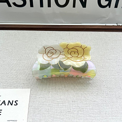 Белый Заколки для волос в форме когтей из ацетата целлюлозы, аксессуары для волос для женщин и девочек, цветок, белые, 88x42 мм