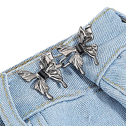 Gunmetal Butterfly Shape Alloy Adjustable Jean Button Pins, Waist Tightener, Sewing Fasteners for Garment Accessories, Gunmetal, 30x58mm