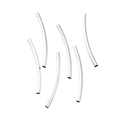 Серебро Трубки бисера, латунь, изогнутые, без кадмия, без никеля и без свинца, серебряные, 25x2 мм, отверстие : 1 мм