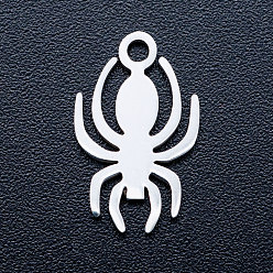 Stainless Steel Color 201 Stainless Steel Pendants, Stamping Blank Charms, Spider, Stainless Steel Color, 15x9x1mm, Hole: 1.5mm