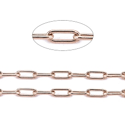Rose Gold Ion Plating(IP) 304 Stainless Steel Paperclip Chains, Soldered, with Spool, Multi-color, 3x1~1.3x0.3mm
