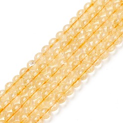 Citrine Natural Citrine Beads Strands, Round, Dyed & Heated, 6mm, Hole: 1mm, about 60~63pcs/strand, 15.5~15.7 inch(38~40cm)