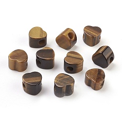 Tiger Eye Natural Tiger Eye European Beads, Large Hole Beads, Heart, 13~14x13~14x9~10mm, Hole: 5.5~6mm