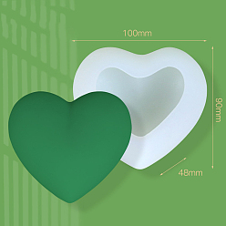 White 3D Heart DIY Soap Silicone Molds, for Handmade Soap Making, White, 90x100x48mm