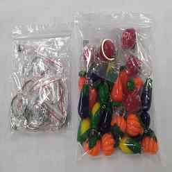 Mixed Color Nbeads DIY Vegetables Themed Keychain Making Kits, Resin Pendants, Resin Keychain, 316 Stainless Steel Keychain Clasp Findings, Mixed Color