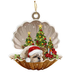 Saddle Brown Cute Acrylic Shell Dog Pendants Decoration, for Christmas Tree Hanging Ornaments, Saddle Brown, 80mm