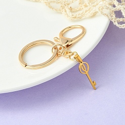 Letter Q 304 Stainless Steel Initial Letter Key Charm Keychains, with Alloy Clasp, Golden, Letter Q, 8.8cm