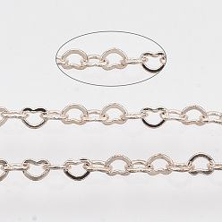 Rose Gold Brass Heart Link Chains, Soldered, with Spool, Rose Gold, 1.8x2.4x0.4mm, about 9.84 Feet(3m)/Roll
