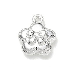 Argent Pendentif en alliage , breloques fleurs et nœuds papillon, argenterie, 13x11x4mm, Trou: 1mm